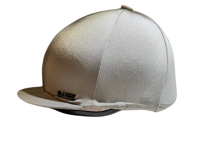 Gray equestrian helmet on a white background