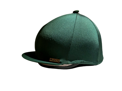 Green riding helmet on a white background