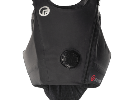 Black cover for FOMO Body Protector with visible branding on a white background