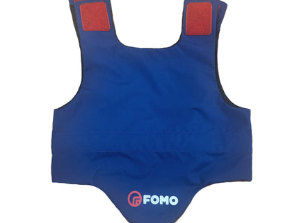Blue FLIP Cover with red padding on a white background, featuring the FOMO brand.